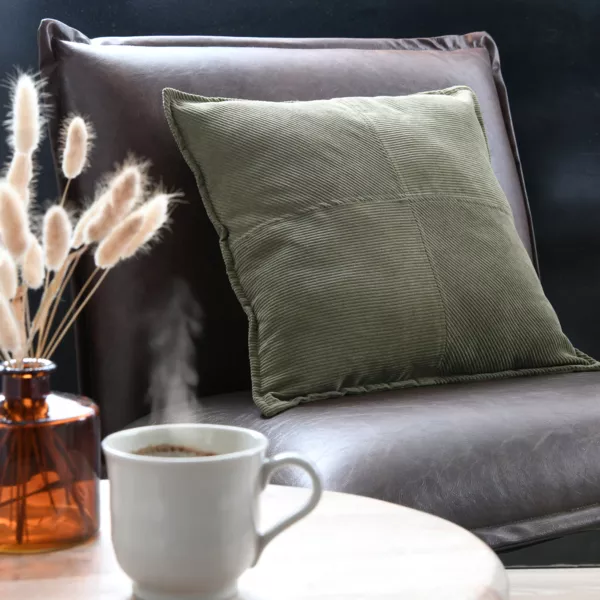 Coussin carr� velours (45 x 45 cm) Dandy Vert kaki