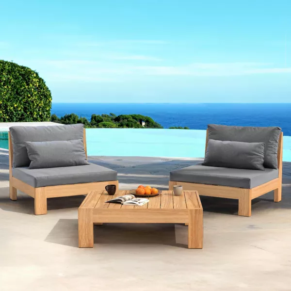 Salon de jardin en bois d'acacia 2 places 3 pcs Borneo Gris anthracite