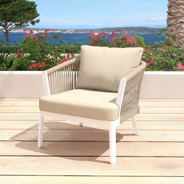 Poltrona da giardino rilassante in alluminio Amalfi Bianco e beige