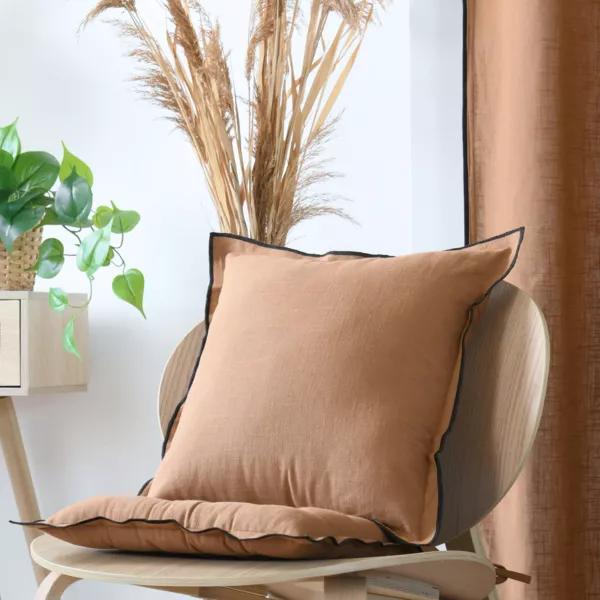 Coussin carr� coton (45 x 45 cm) Helios Camel