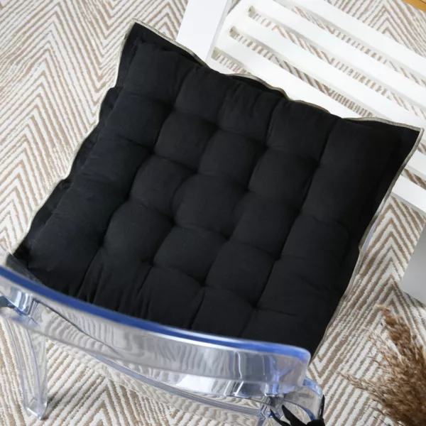 Coj�n de silla cuadrado de algod�n (38 x 38 cm) Helios Negro