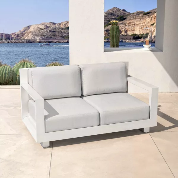 Sof� de jard�n en aluminio 2 plazas Elba Blanco y gris claro