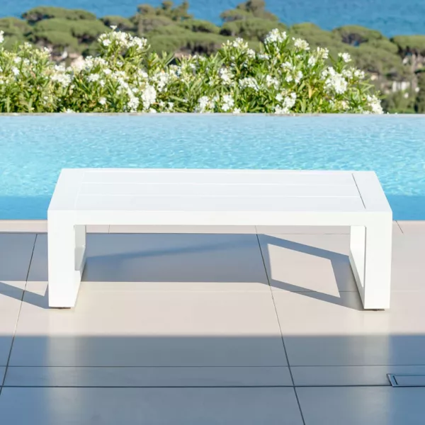 Table basse de jardin rectangulaire en alumininum (120 x 72 cm) Elba Blanc