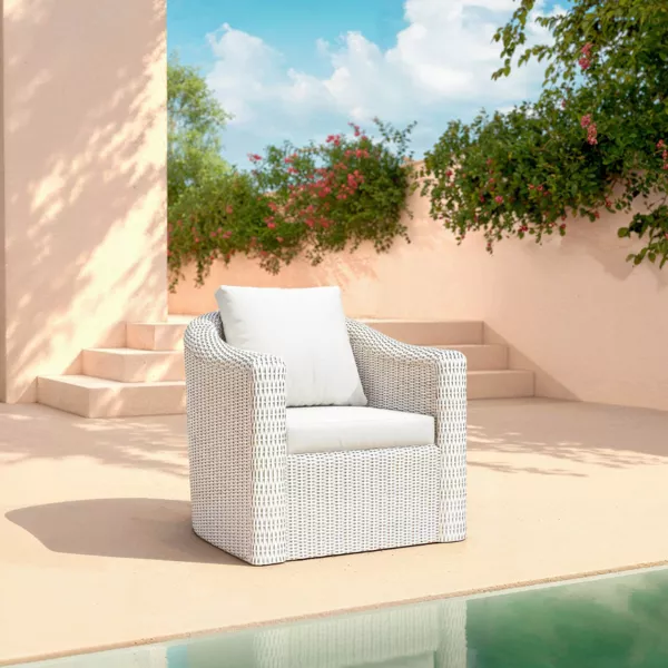 Fauteuil de jardin en r�sine tress�e Calvi Blanc