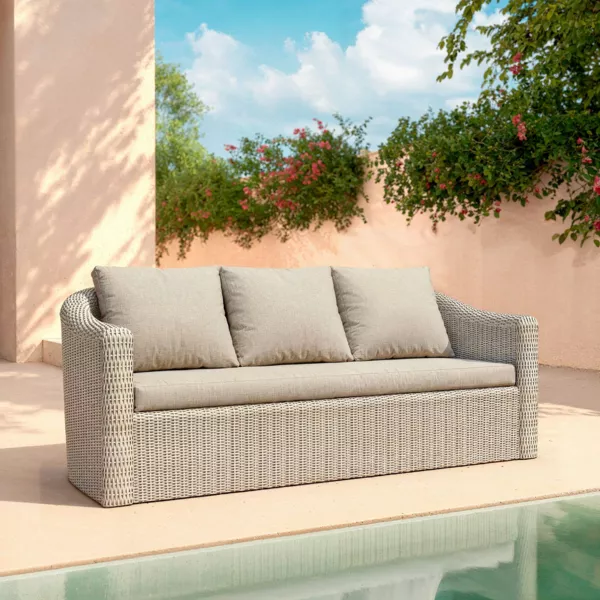 Canap� de jardin en r�sine tress�e 3 places Calvi Gris et taupe