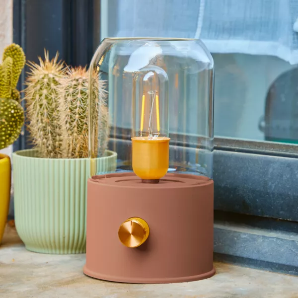 Lampe temp�te sans fil rechargeable USB (H20 cm) Terracotta