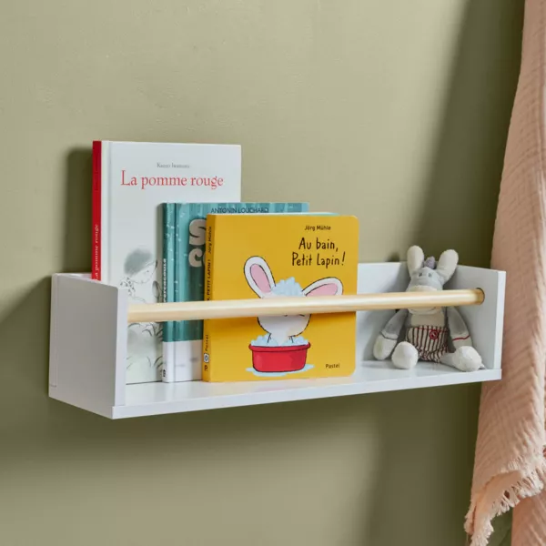 Etag�re murale enfant bois 1 niveau (H12 cm) Zoa Blanche