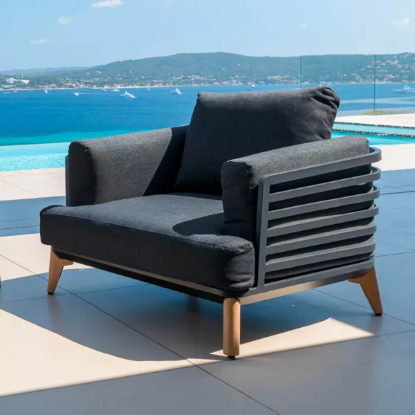 Poltrona da giardino in alluminio Monte Carlo Grigio antracite