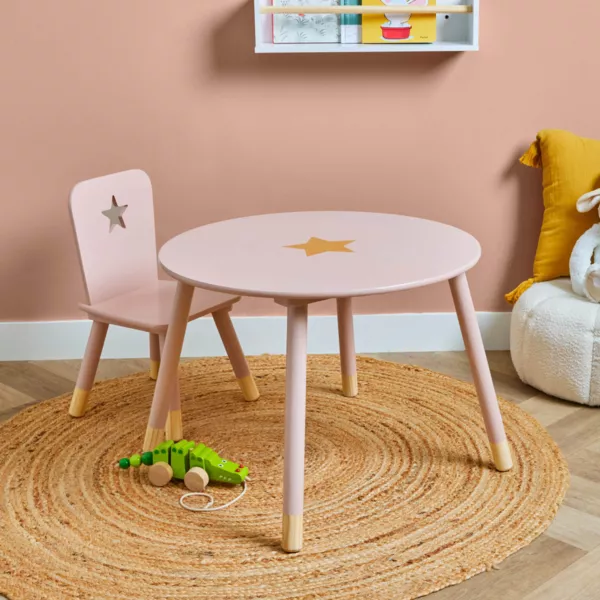 Table enfant bois (H44 cm) Stars Rose
