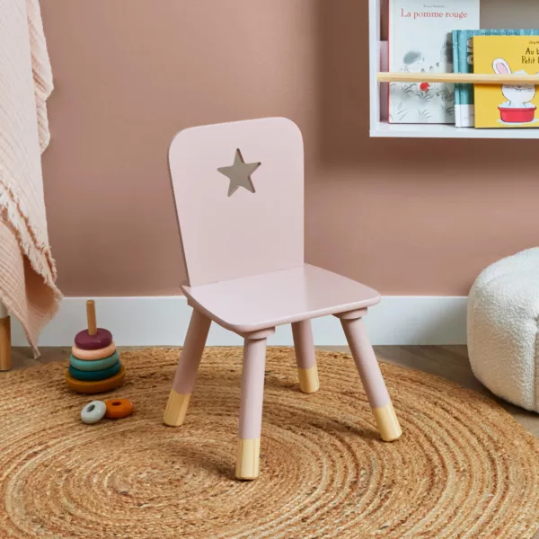 Chaise enfant bois (H50 cm) Stars Rose
