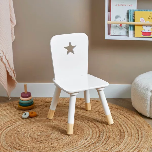 Silla infantil de madera (H50 cm) Stars Blanco