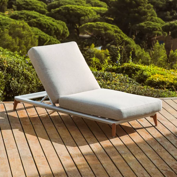 Ligstoel van aluminium Monte Carlo Wit en taupe