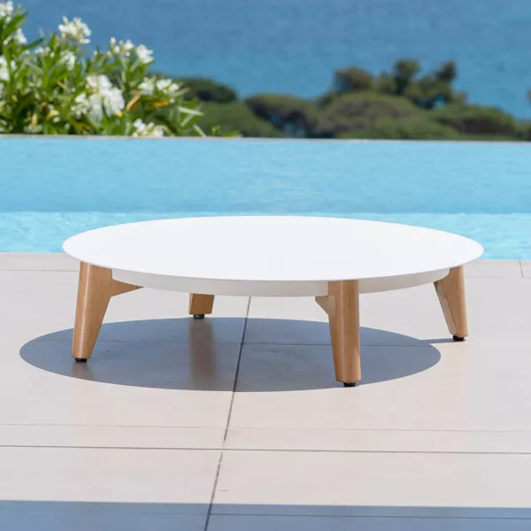 Table basse de jardin ronde (D86 cm) Monte Carlo Blanc