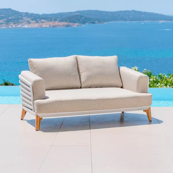 Tuinbank van aluminium 2 zitplaatsen Monte Carlo Wit en taupe