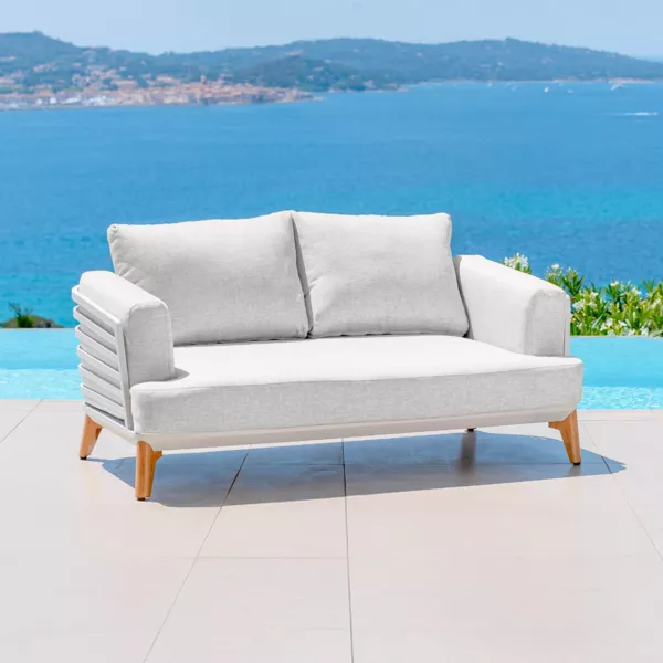 2-Sitzer Gartensofa Aluminium Monte Carlo Weiß und Hellgrau