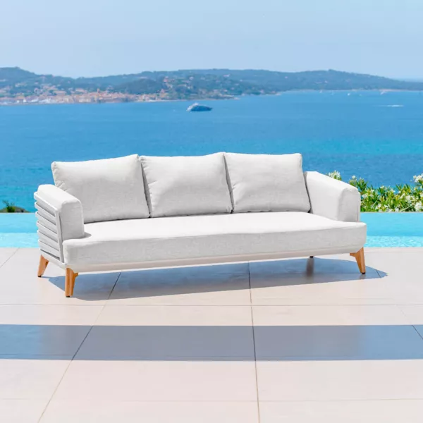 Divano da giardino in alluminio 3 posti Monte Carlo Bianco e grigio chiaro