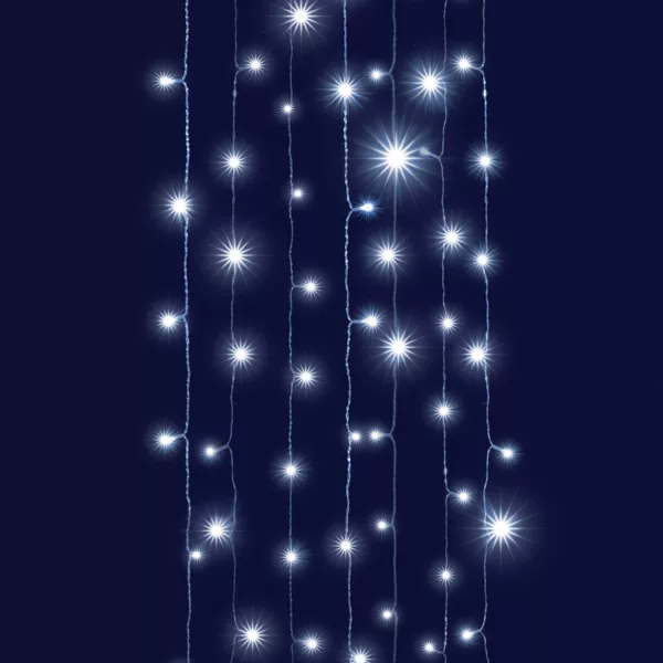 Verbindbarer Lichtervorhang H2 m L2 m 96 LED Kaskadeneffekt Kaltwei�