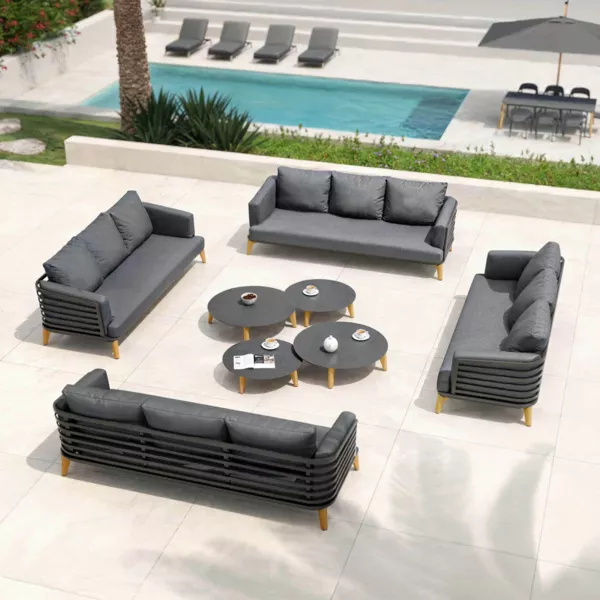 Salon de jardin aluminium 12 places 8 pcs Monte Carlo Gris anthracite