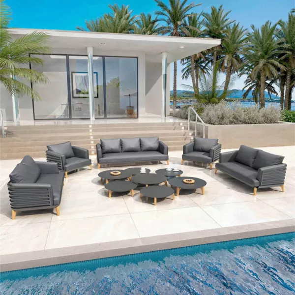 Salon de jardin aluminium 9 places 12 pcs Monte Carlo Gris anthracite