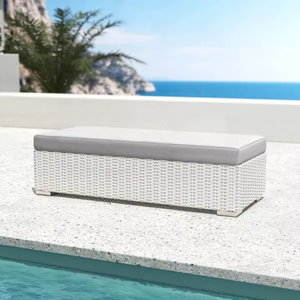 Loungebank 2-Sitzer geflochtenes Polyrattan Palma Wei� und Grau