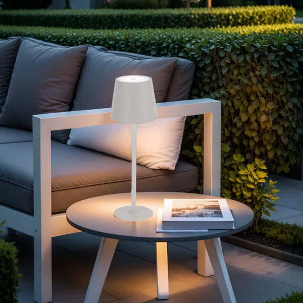 Lampe de table sans fil rechargeable USB 48 LED (H37 cm) Brooklyn Blanc