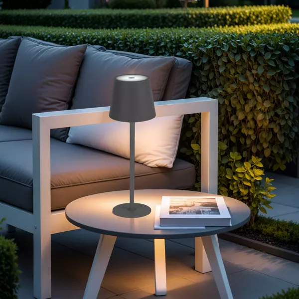 Lampe de table sans fil rechargeable USB 48 LED (H37 cm) Brooklyn Gris