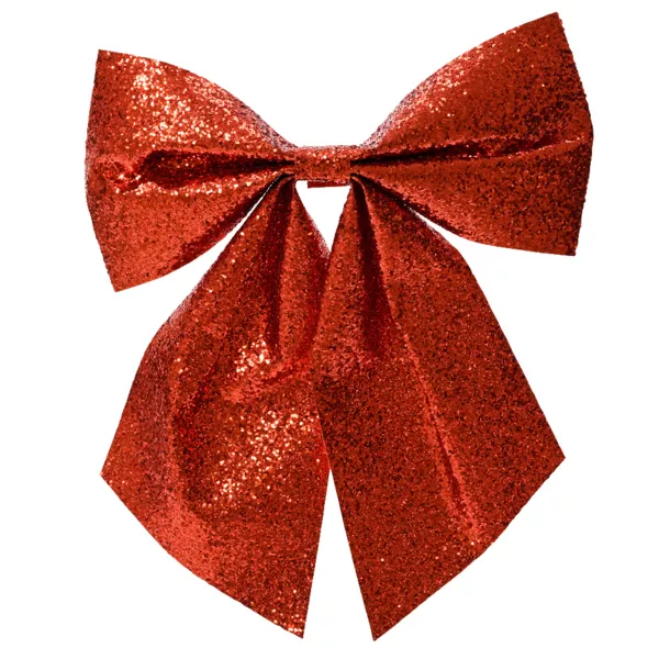 Lot de 5 n�uds de No�l (H9 cm) Scintillant Rouge