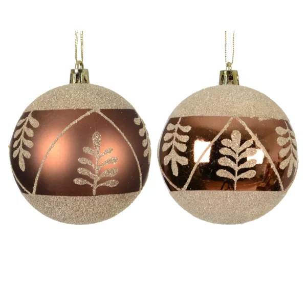 Lote de 12 bolas de Navidad (D80 mm) Elegancia Marrón café