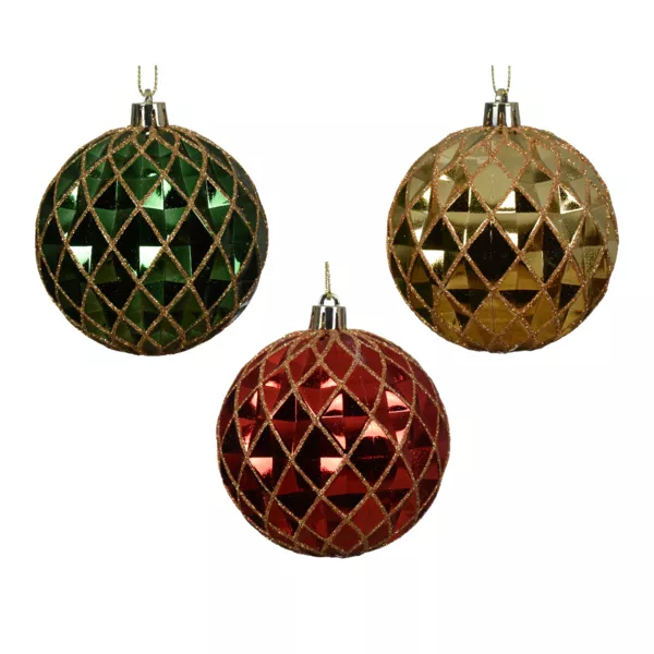 Lote de 12 bolas de Navidad (D80 mm) Venecia de noche Multicolor con purpurina dorada