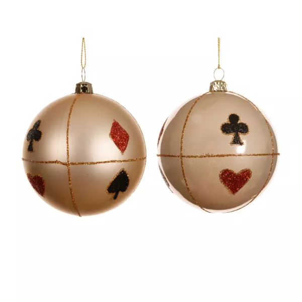 Set von 12 Weihnachtskugeln (D80 mm) Poker Perlwei�