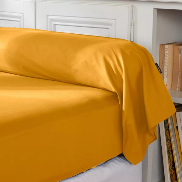 Taie de traversin percale de coton (L185 cm) Cali Jaune moutarde