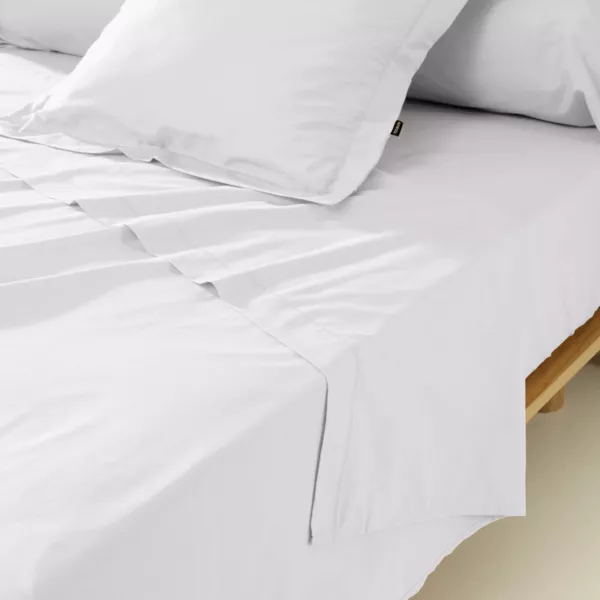 Lenzuolo sopra percalle di cotone (180 x 290 cm) Cali Bianco