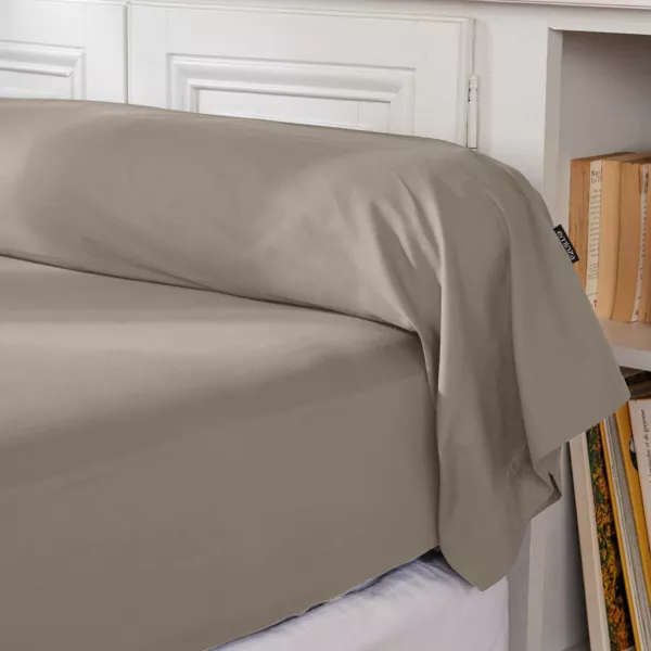 Funda de almohada de percal de algod�n (L185 cm) Cali Taupe
