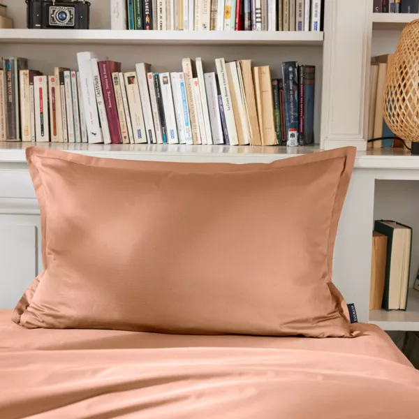 Taie d'oreiller rectangulaire percale de coton (50 x 80 cm) Cali Rose p�che