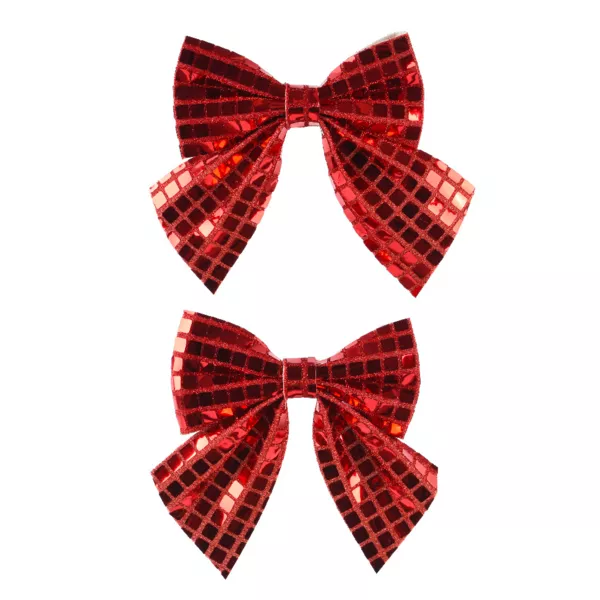 Set von 2 Weihnachtsschleifen (H13 cm) Disco Rot