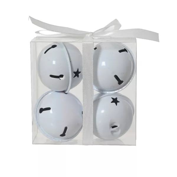 Set van 4 metalen belletjes (D11 cm) Christmas Nova Wit