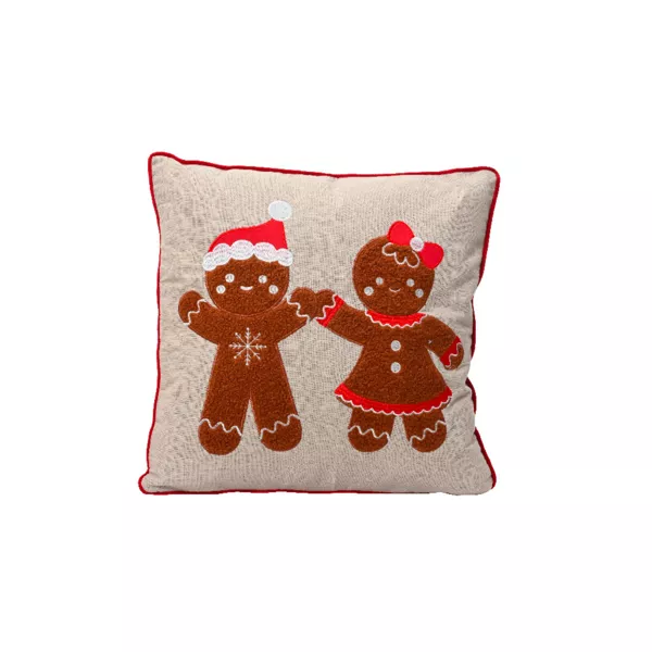 Cuscino di Natale quadrato in cotone (45 x 45 cm) Pupazzo Rosso