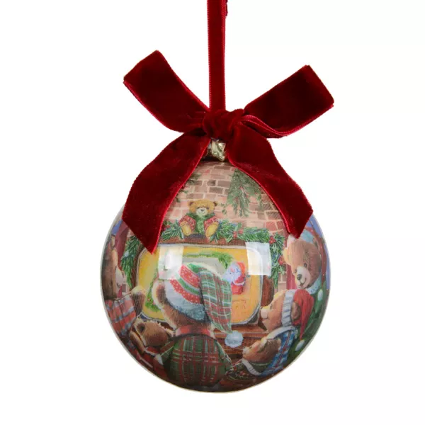 Boule de No�l (D100 mm) Petits oursons Bordeaux