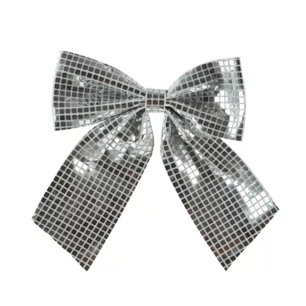 Gran Lazo de Navidad (H34 cm) Disco Plata