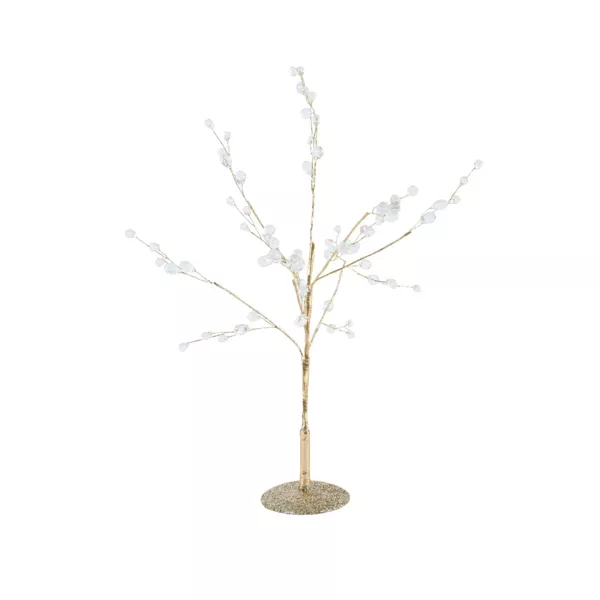 Arbre de Noël à poser (H40 cm) Perles nacrées et paillettes Or