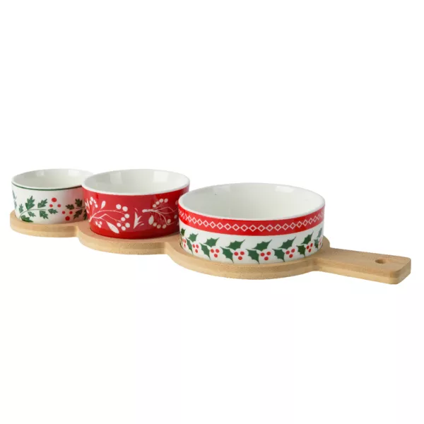 Tapas s�t med 3 sk�le (12 x 35 cm) Julemagi Flerfarvet
