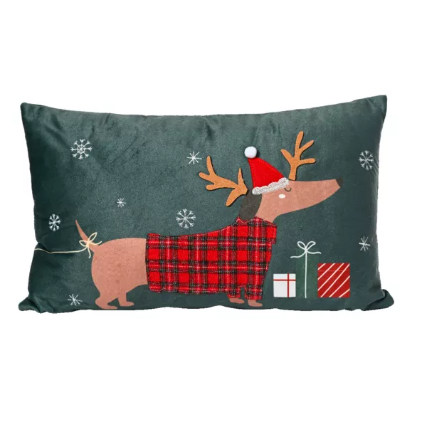 Coussin de No�l rectangulaire (50 x 30 cm) Doggy Vert