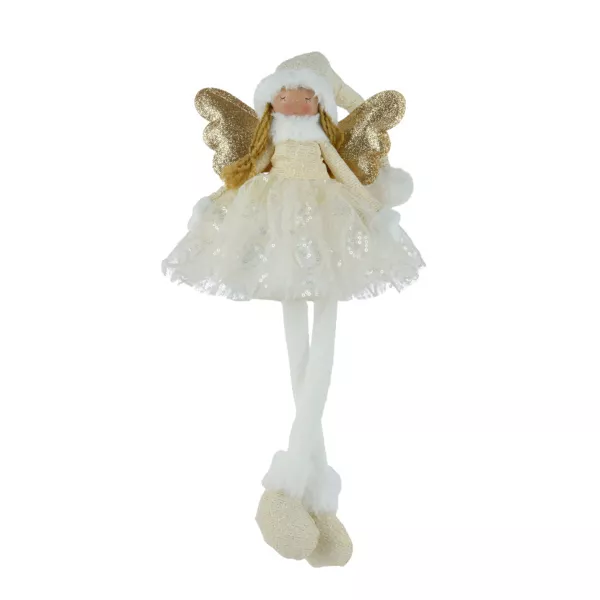 Weihnachtsengel mit biegsamen Beinen (H60 cm) Stella Creme und Gold
