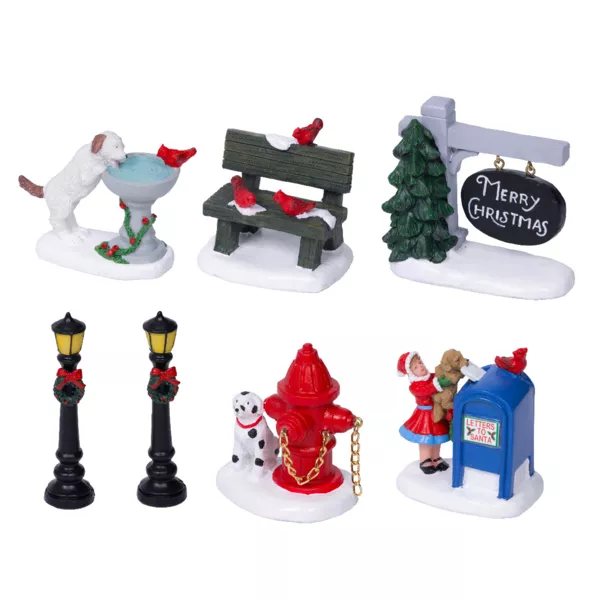 Set di 7 statuine per villaggio (H7,5 cm) Animazione cittadina