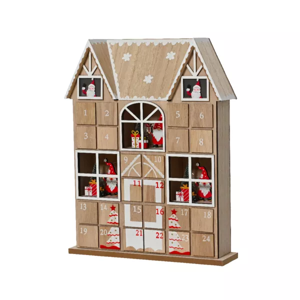 Calendrier de l'Avent à remplir (H37 cm) Maison du Papa Noël Naturel