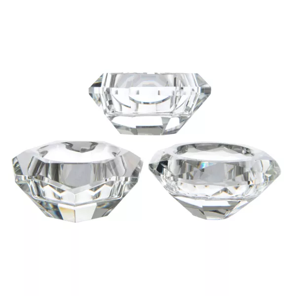 S�t med 12 glaslysestager (D7 cm) Diamant krystal Transparent