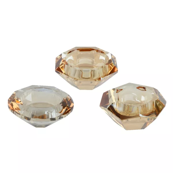 Lote de 12 portavelas de vidrio (D7 cm) Diamante cristal marr�n