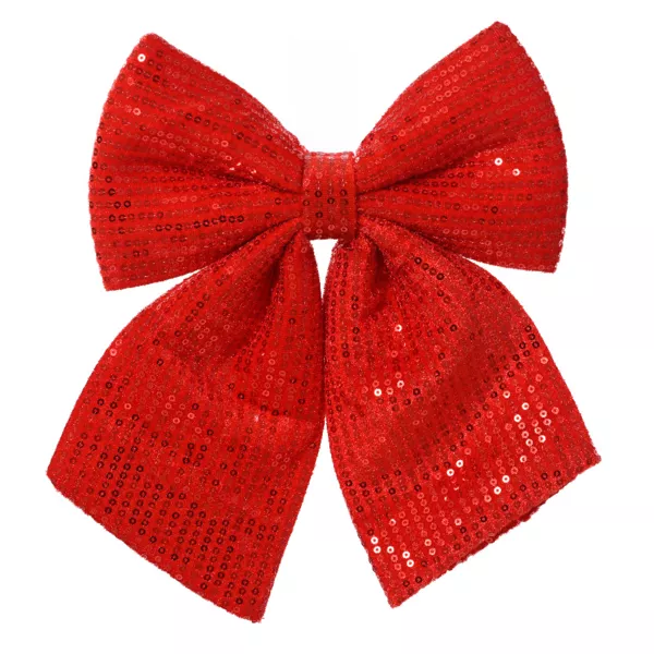 Set di 2 fiocchi di Natale (H13 cm) Paillettes Rosso