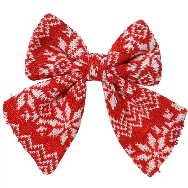 Lot de 2 Noeuds de No�l (H13 cm) Tradition Rouge et blanc