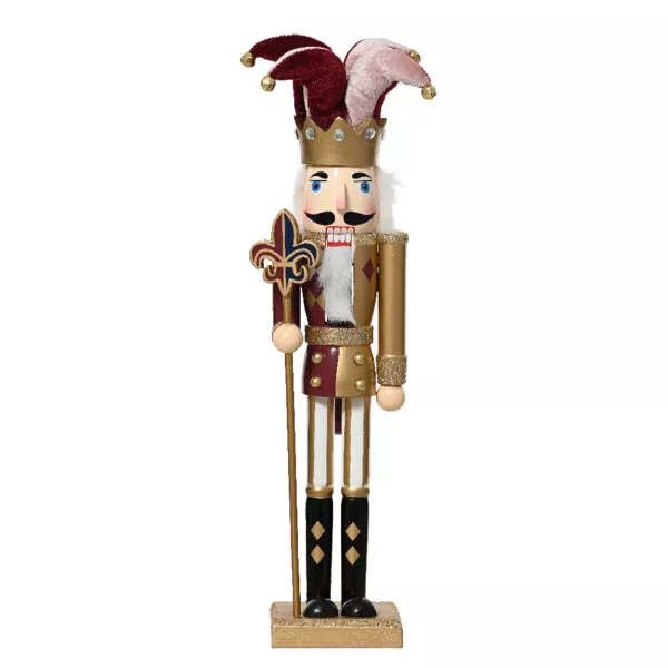 Nøddeknækker soldat i træ (H40 cm) Arlequin Lie de vin